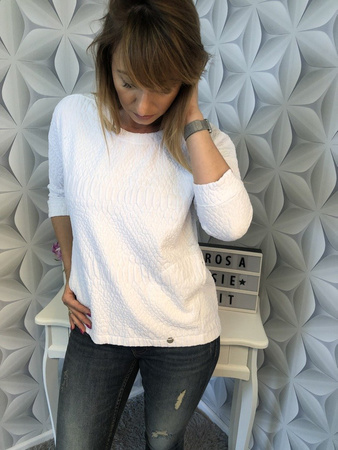 SERENA biała oversizowa bluzka, rękaw 3/4 wykonana z najwyższej jakości wiskozy