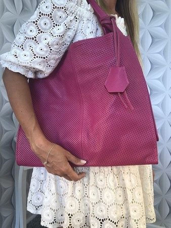 Torebka skórzana fuksja