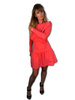 BUTTERFLY CORAL Korallenkleid mit Rüschen aus Baumwolle höchster Qualität, bequem und bequem, Midi-Modell mit langen Ärmeln, Reißverschluss auf der Rückseite mit Perlenstein.